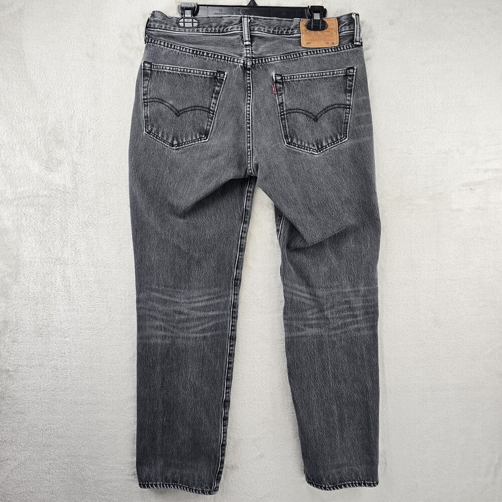 Levi's 541 Black Jeans Men's 33x29 Athletic Taper Fit Stretch Whiskers Grunge - Picture 6 of 13